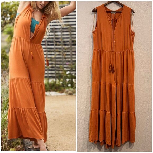 Anthropologie Pants - Anthropologie Saturday Sunday Marina Tiered Wide Leg Jumpsuit Sleeveless Size XL